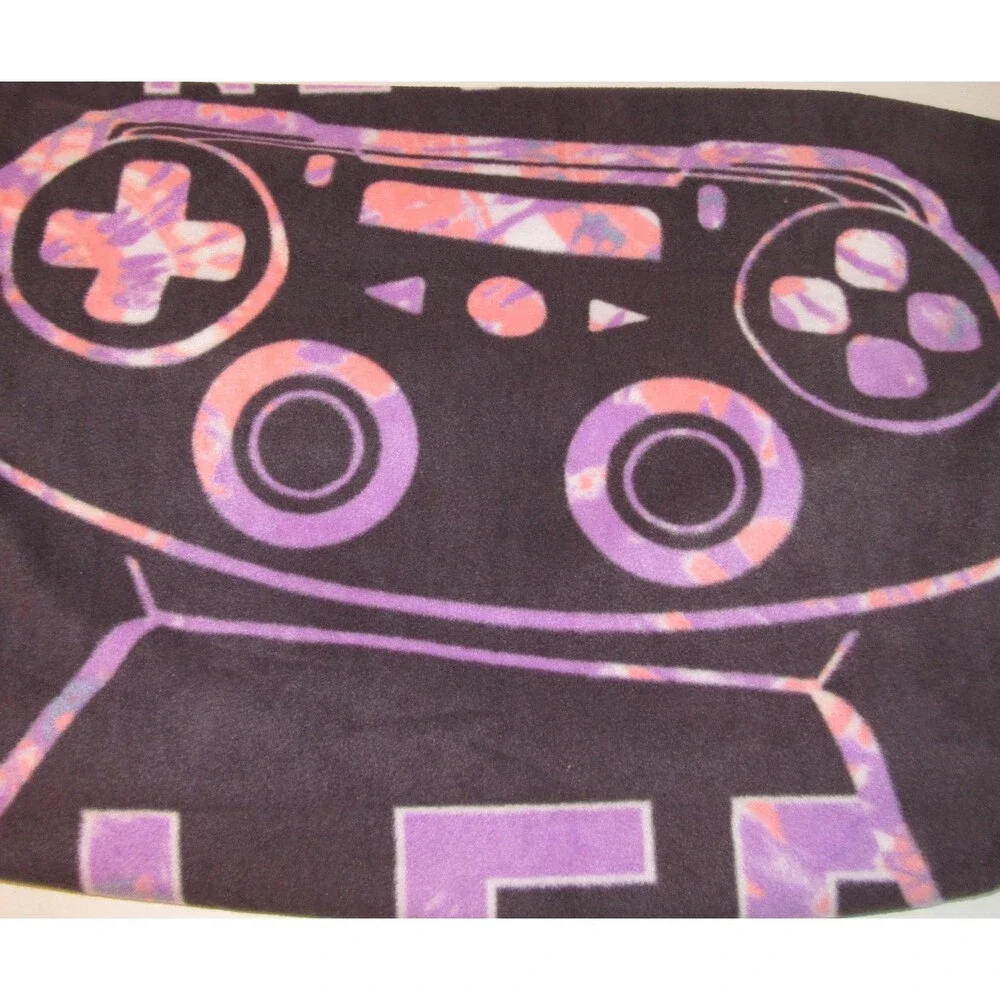 Gamers Never Sleep Black and Tie Dye Soft Fleece Handmade Tie Blanket NWOT